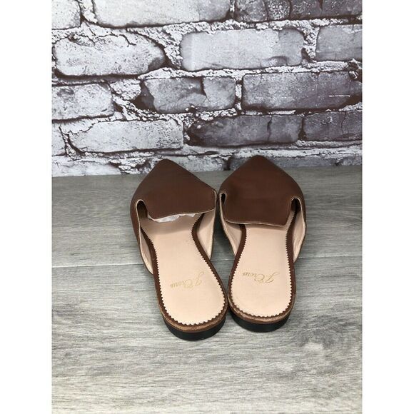 J Crew Brown Leather Pointed Toe Slip On Mules Flats Shoes Women Sz 8.5M US/39EU - Picture 6 of 16